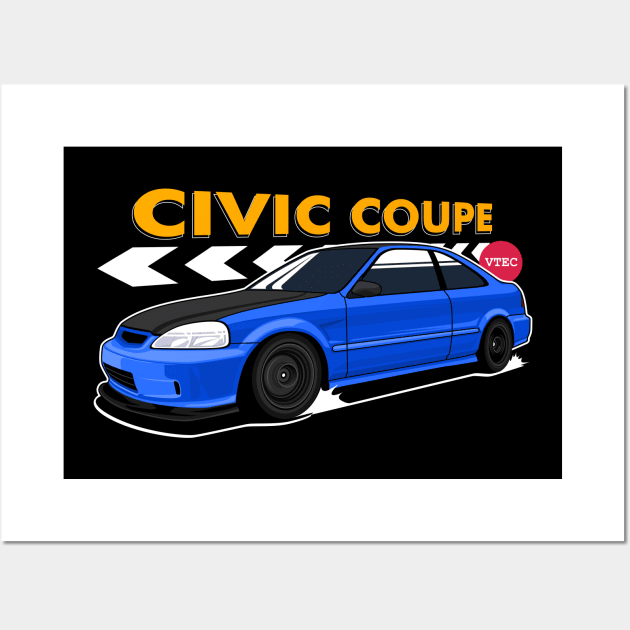 Civic Coupe JDM Cars Wall Art by masjestudio